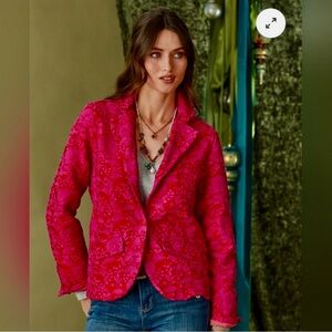 Sundance Vittoria Pink Blazer with Lace Embroidery - New with Partial Tag!